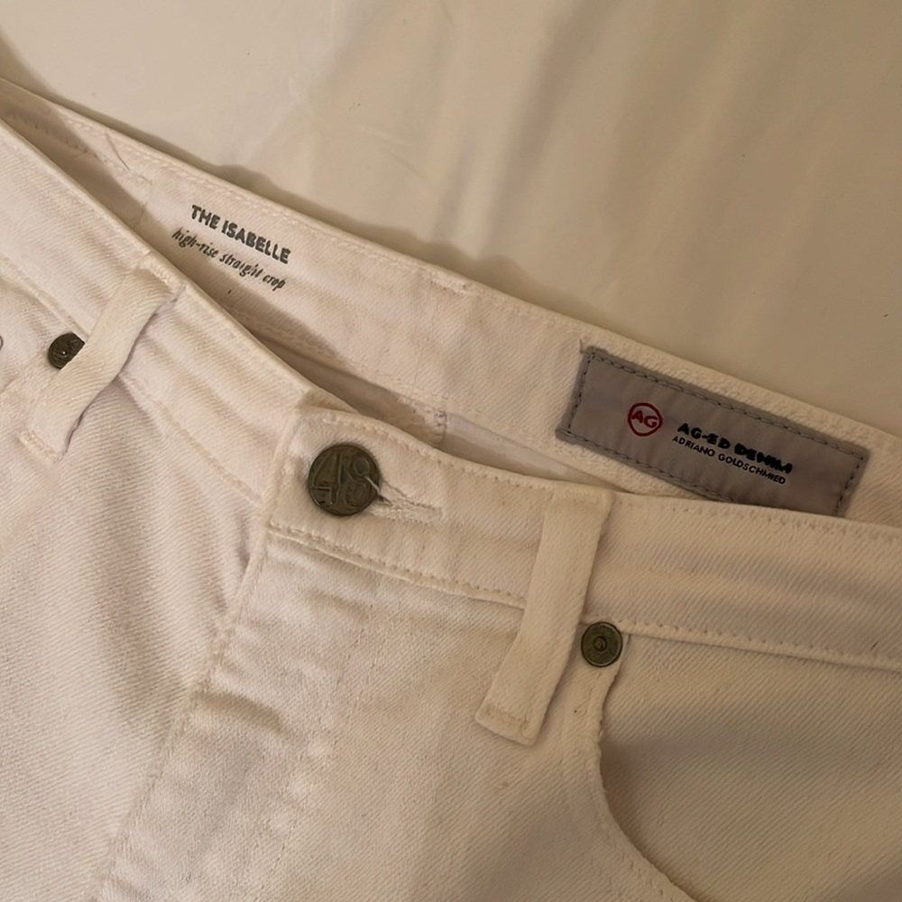 AG The Isabelle High Rise Straight Crop in Distressed White Size 27R - Picture 2 of 8